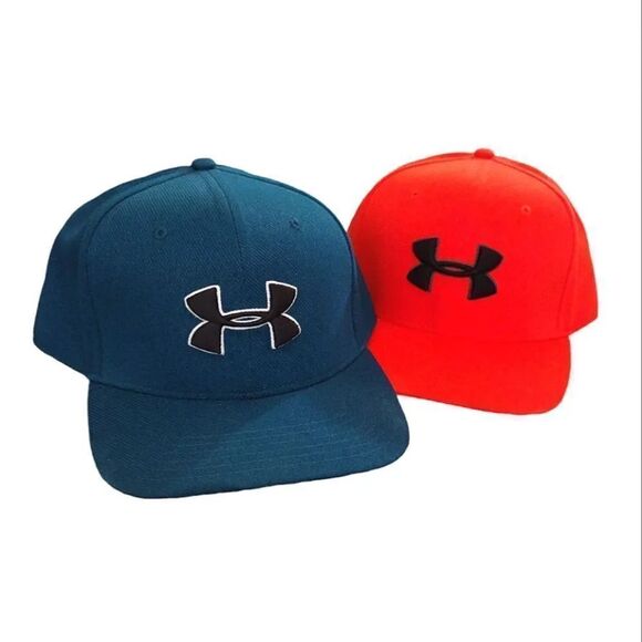 Under Armour Huddle 2.0 Orange Teal Snapback Hat Bundle of 2 - Picture 1 of 15